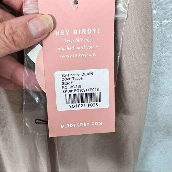 Birdy Grey Size S Devin Convertible Gown Taupe Slit Missing Sleeve Upcycle NEW - Picture 6 of 7
